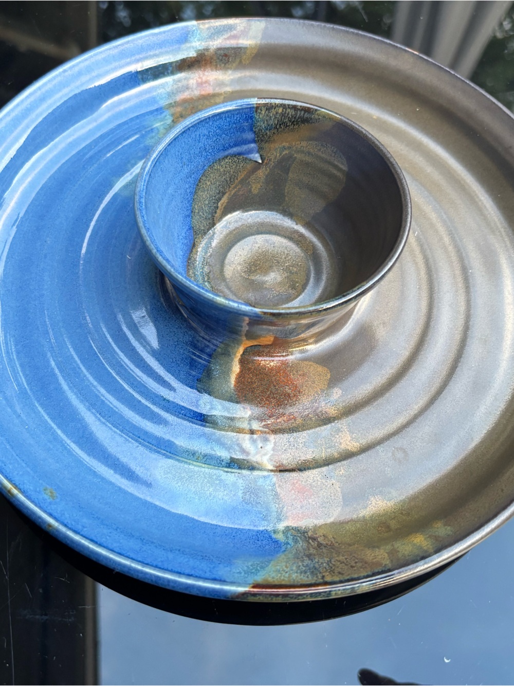 Handcrafted Artisan Ceramic Chip & Dip Platter